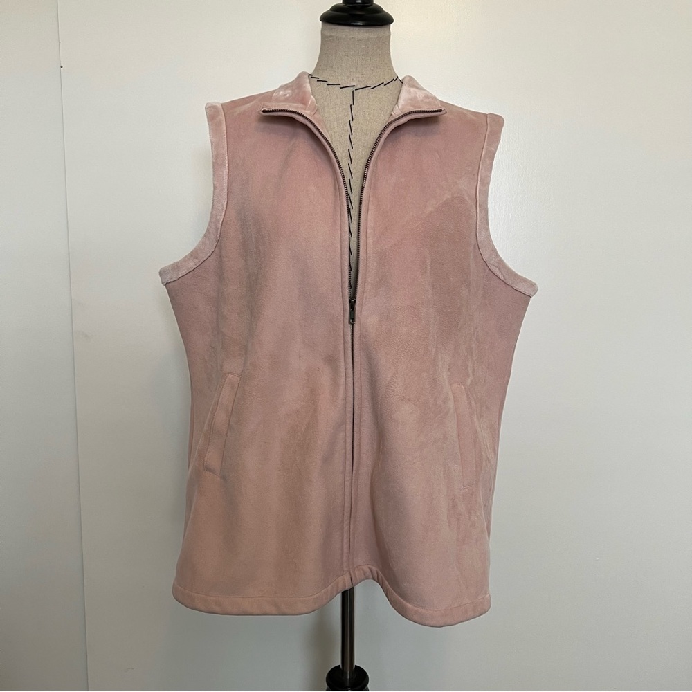 Orvis Blush Pink Faux Fur Lined Vest Microfiber Cozy